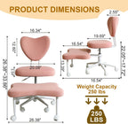 Ergonomic Cross-Legged Meditation Chair with Lumbar Support - Height Adjustable Kneeling Seat Cushion,Soft Plush Fabric Office Chair with 360° Rolling Casters for High-Intensity Work, Study,Yoga