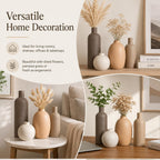 Ceramic Vase Set of 4 – Handmade Modern Minimalist Vases for Dried or Fresh Flowers, Matte Decorative Neutral Vases for Living Room, Table, Shelf & Entryway