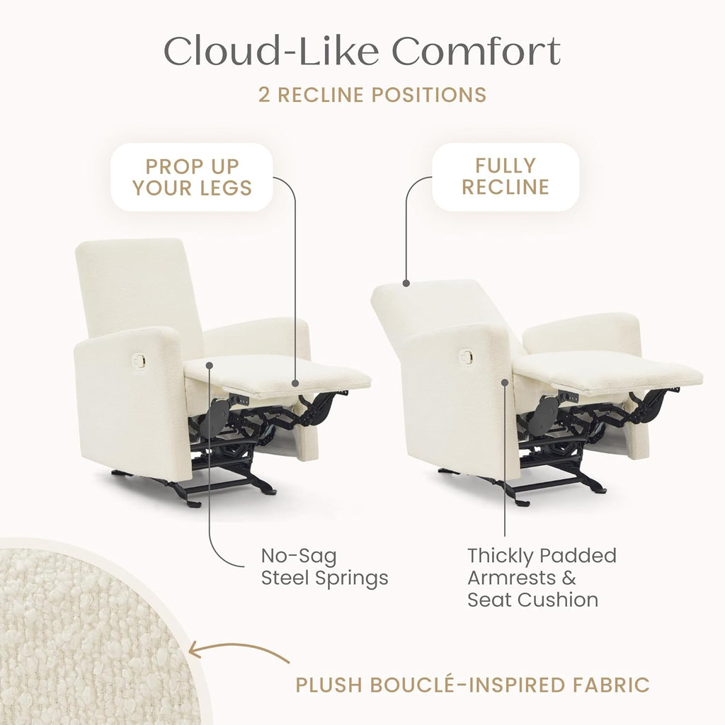 Delta Children Dove Recliner Chair – Manual Recliner with 2 Positions and Glide Motion - Greenguard Gold Certified, Pearl Boucle