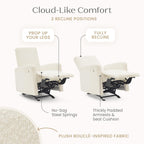 Delta Children Dove Recliner Chair – Manual Recliner with 2 Positions and Glide Motion - Greenguard Gold Certified, Pearl Boucle