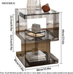 Clear Acrylic End Table, Acrylic Nightstand, 3 Tier Small Side Table, Modern Bedside Table, Coffee Table with Storage for Living Room Bedroom,Lake Blue