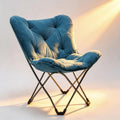 K&J CHIPMUNK Soft Faux Fur Butterfly Chair for Bedroom Living Room Dorm Rooms Flexible Reading Chair for Kids and Teens (Blue)