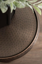 Kate and Laurel Sanzo Traditional Adjustable-Height Pedestal Drink Table, 11 x 11 x 30, Bronze, Vintage Round Indoor Metal Cocktail Table with Hammered Tabletop for Use as Indoor Plant Stand