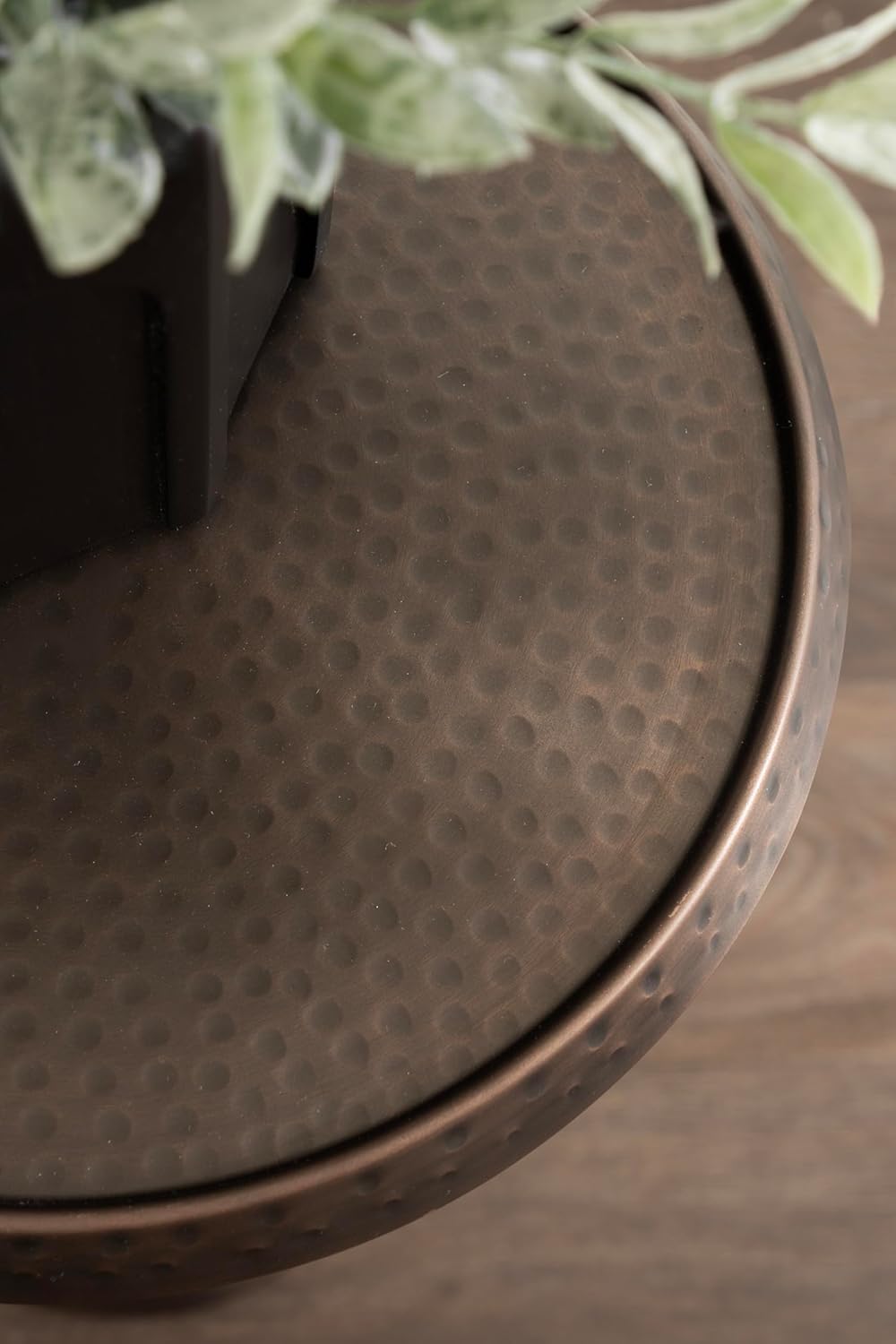 Kate and Laurel Sanzo Traditional Adjustable-Height Pedestal Drink Table, 11 x 11 x 30, Bronze, Vintage Round Indoor Metal Cocktail Table with Hammered Tabletop for Use as Indoor Plant Stand