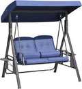 Outdoor Patio Swing Chair for Two with Tilting Canopy and Cushions