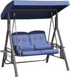 Outdoor Patio Swing Chair for Two with Tilting Canopy and Cushions