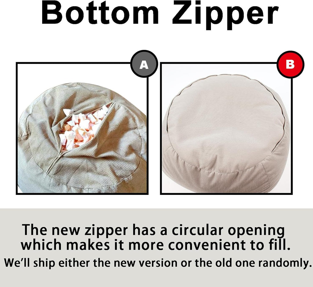 LPMOERA Stuffed Animal Storage Bean Bag Chair Cover (No Filler) For Kids and Adults.Soft Stuffable Bean Bag For Organizing Children Plush Toys or Memory Foam Caramel S for Kids