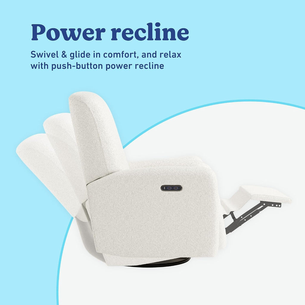 Graco Bellwood Power Recliner Swivel Glider (Ivory Boucle) – Electronic Power Recliner for Nursery, Includes Dual-USB Charging Port for USB-A & USB-C, Glider Rocking Chair with Full Recline