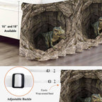 3D Optical Illusion Bed Skirt Full/Queen Size Bed Skirting 16 Inch Drop Adjustable Elastic Dust Ruffles Wrap Around Bedskirt Pleated Nature Dinosaur Stones Brown Bedding Frame Cover for Dorm