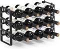 Stackable Wine Rack Countertop, 12 Bottles Wine Bottle Holder for Inside Cabinet, Small Tabletop Wine Holder Stand for Pantry Bar, 3-Tier Angle Adjustable Wine Bottle Rack for Tight Spaces
