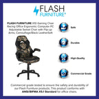 Flash Furniture X10 Gaming Chair Racing Office Ergonomic Computer PC Adjustable Swivel Chair with Flip-up Arms, Camouflage/Black LeatherSoft