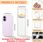 16 Pack Glass Cylinder Bud Vases for Centerpieces, 7.8” H x 2.5” W Clear Flower Vases Bulk, Floating Candle Holder for Wedding Party Home Decor