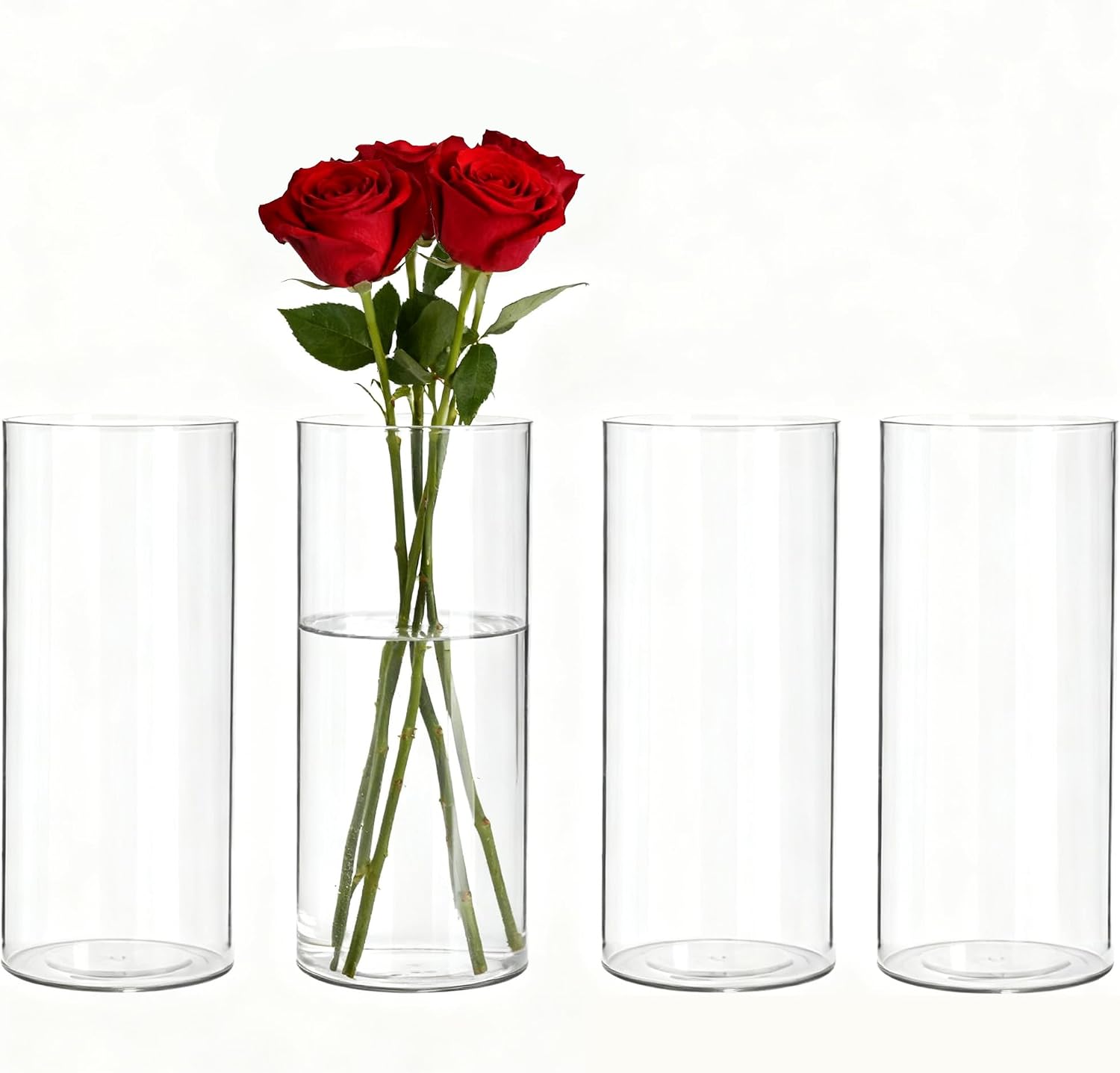 4 Pack Acrylic Cylinder Vases for Centerpieces, 8 inch Tall Clear Flower Vase, Unbreakable Vases,Hurricane Candle Holders Floating Candle Vase for Wedding Dinner Table Party Living Room Decor