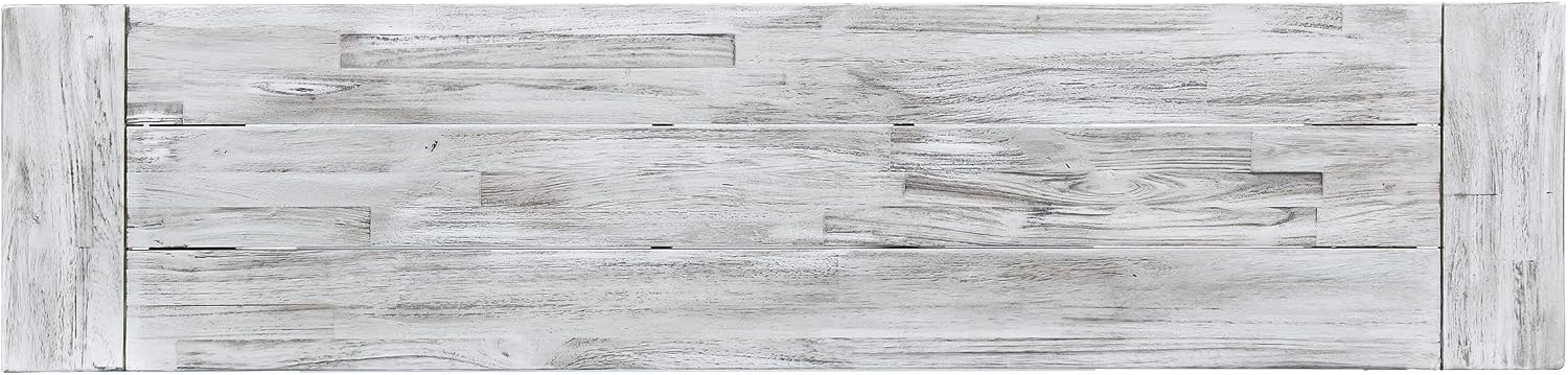 Light Grey Sandblast Finish Acacia Wood Dining Bench with Black Rustic Metal Finish Frame