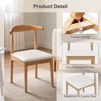 Solid Wood Dining Chairs Set of 2, Mid Century Modern Kitchen Chairs with Leather Upholstered Seat, Elegant Natural Wood Side Chairs for Dining Room, Kitchens,Restaurants, Cafes