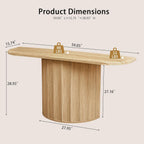 59'' Fluted Console Table for Entryway, Narrow Console Table Wooden Sofa Tables Behind Couch, Modern Curved Accent Table for Hallway, Living Room, Entrance, Foyer (Natural)