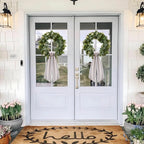 2 Pack Wreath Sash for Front Door Stripe Boxwood Sash Garland Porch Decor Wreath Accessories (Beige and White Stripe)