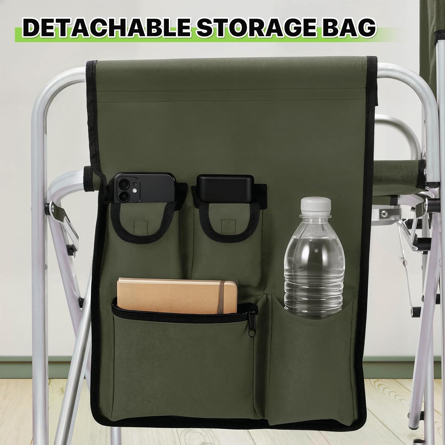 Magshion Tall Director Chair for Vendors & Makeup Artists, 31" Seat Height, 250 lbs Capacity, Portable Folding Chair w/Side Table, Side Pocket & Cup Holder for Booths, Craft Fairs, Camping, Dark Green