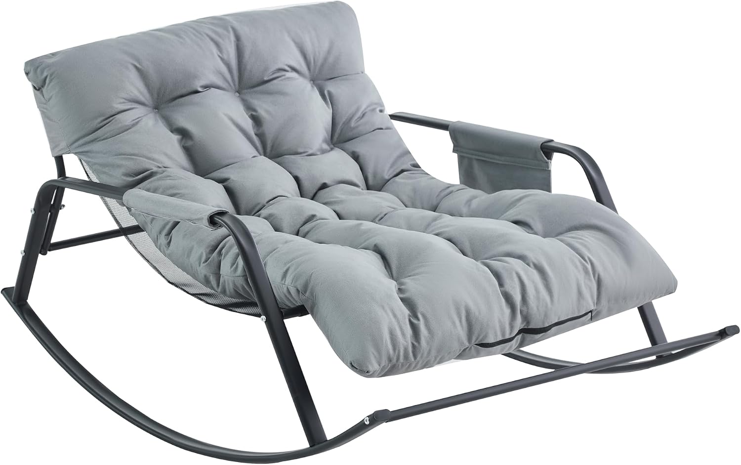 Extra Wide Upholstered Glider Rocking Recliner Chair, Modern Accent Chair with Technical Leather & Boucle Fabric for Living Room, Nursery & Bedroom