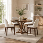 MALOL Wooden Dining Chairs Set of 4, Upholstered Kitchen & Dining Room Chairs with Thickened Wooden Legs, Farmhouse Side Chairs, Beige