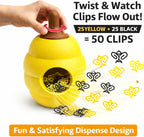 Cute Bee Paper Clips with Honey Jar Holder（50PCS）, Aesthetic Desk Decor, Paper Clip Holder Organizer, Novelty Office Supplies for Women, School Desk Accessories, Gift Idea