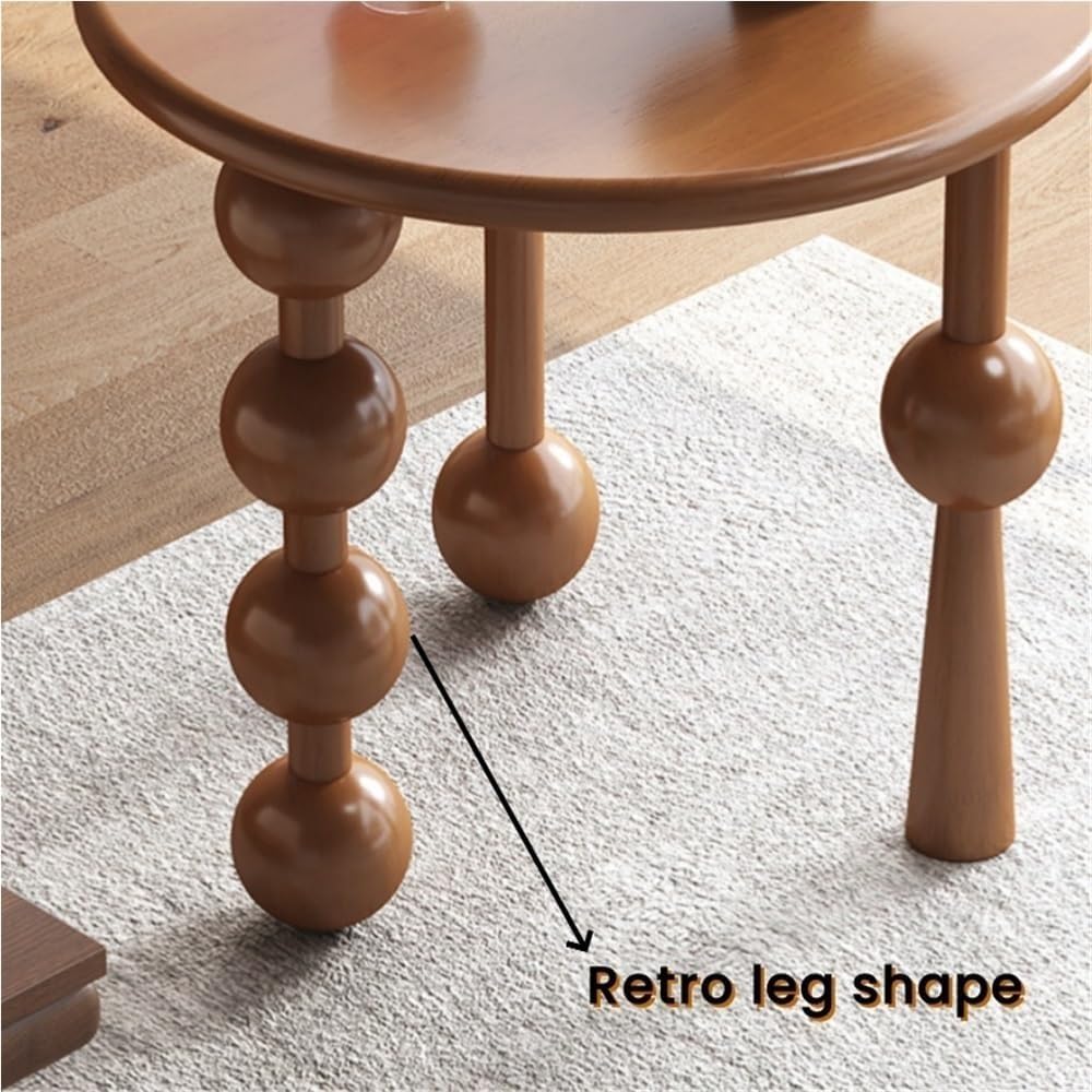 Creative Design Small Coffee Table Wood Round Side Table Retro Style 3-Legged Stable Practical End Table for Living Room Home Lightweight(Black)