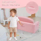 Foryoomi Extra Wide Kids Couch, 2-in-1 Soft Toddler Couch with Blanket, Comfy Toddler Chair, Convertible Sofa with Cute Colorful Rainbow Design, Pink
