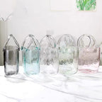 Glass Purse Vase, Handbag-Shaped Flower Vase with Handle, Clear Glass Vases for Home Décor, Weddings, Events, Office, or Table Centerpieces