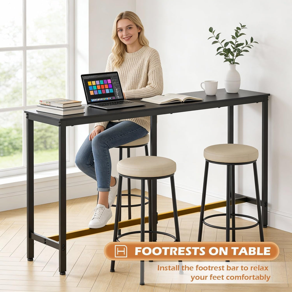 FDW 71” Bar Table, Bar Height Pub Table with Sturdy Legs & Adjustable Foot Pads, Counter Height Dining Table for Bar, Pub, Kitchen, Dining Room, Coffee Shop – Black
