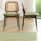 LUNLING Dining Chairs Set of 4 Mid Century Modern Retro Green Velvet Kitchen Chairs with Walnut Bentwood Upholstered Seat Metal Legs Adjustable Foot for Kitchen Dining Room Chairs(Green Fabric)