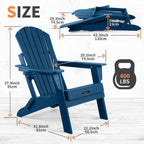 FUNBERRY Folding Adirondack Chair Set of 2, HDPE All Weather Fire Pit Chairs with Cup Holder for Outdoor