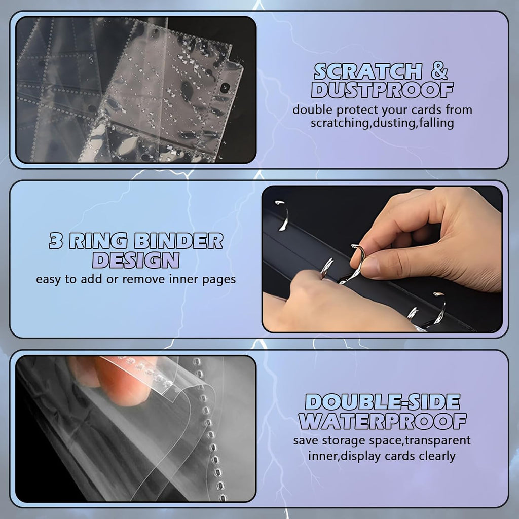 Trading Card Binder-440 Pockets Premium Trading Card Book, Double-Side Collectible Card Albums Compatible with Game/Baseball/Football/TCG Card, Waterproof PU Zippered Storage Card Holder