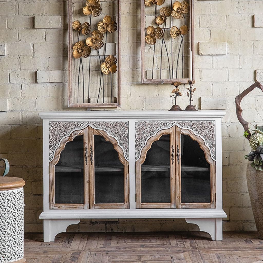 Entryway Cabinet Retro Old Carved Glass Door Dining Sideboard Living Room Porch Cabinet Home Simple Storage Cabinet Sideboard Storage Cabinet