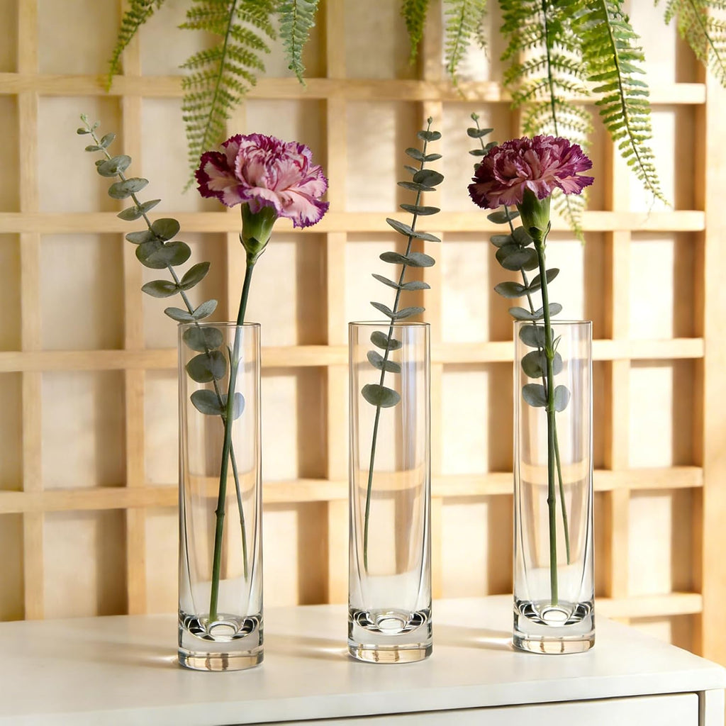 7.48 inch Tall Vases for Flowers,12PCS Glass Cylinder Vase, Single Rose Bud Vase for Event Decor,Bud Vases in Bulk for Wedding Centerpieces,Home Aesthetic Desk Decor, Party Decorations