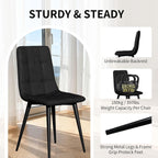 Velvet Dining Chairs Set of 4, Modern Fabric Upholstered Dining Room Kitchen Chair 4pcs Velvet Kitchen Chairs, Mid Century Dinning Dinner Chairs for Living Room,Bedroom (Black, Non-Swivel Chair)