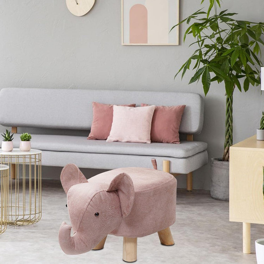 Ottoman Stool Kids Stool Animal Footstool Sofa Tea Stool for Bedroom Decor, Pink
