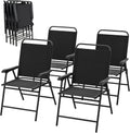 S AFSTAR Patio Chairs Set of 4, Outdoor Folding Lawn Chairs Sling Back Dining Chairs with Armrests & Breathable Seat, Metal Frame Folding Chairs for Garden, Deck, Yard & Porch