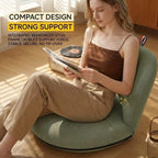 Compact Floor Chair with Back Support, 5-Position Adjustable Corduroy Folding Floor Gaming Chair, Portable Padded Floor Seating for Kids & Adults, Meditation, Reading, Small Spaces, Green