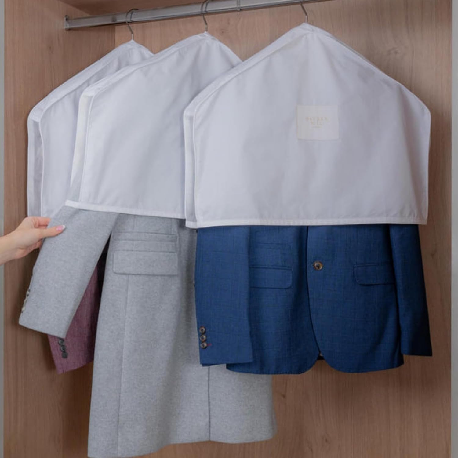 Hayden Hill Luxury Organic Cotton Shoulder Covers - Set of 3 - Clothes Protectors For Hanging Clothes - Dust Covers for Jackets, Clothing and Closet - Carbon Neutral