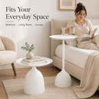 Side Tables Set of 2, 15.7'' Metal Round End Tables with Round Base, Small Accent Tables for Living Room Bedroom Sofa, Minimalist Side Table Set with Tall and Short (White)