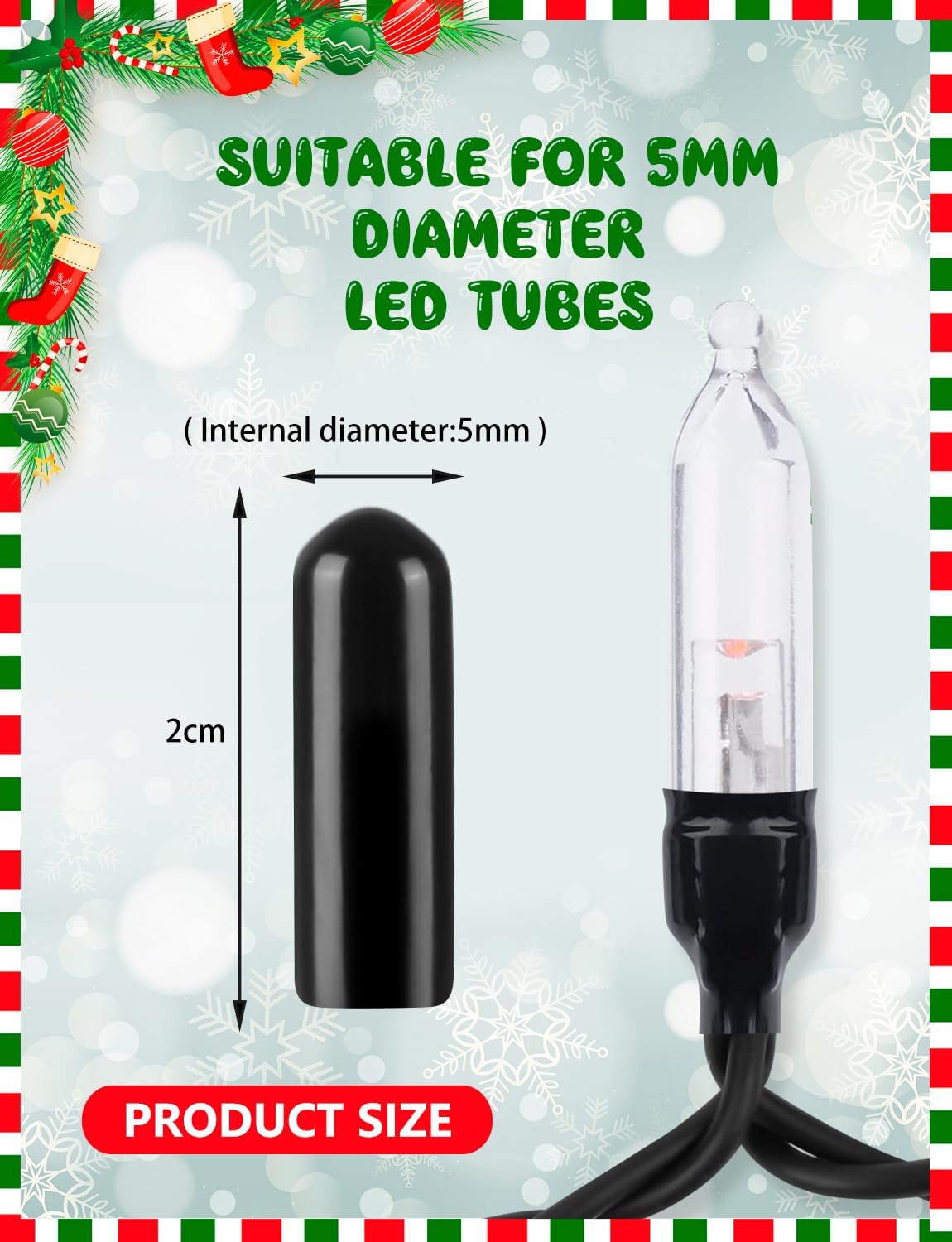 250Pcs Christmas Light Covers, No Glow Caps, Soft Rubber String Light Caps, Blackout Cap Covers to Hide The Extra Lights Not Needed for 5mm Diameter Glass LED String Lights
