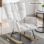Rocking Chair Nursery, Teddy Upholstered Glider Rocker with High Backrest, Reading Chair Modern Rocking Accent Chairs Glider Recliner for Living Room, Nursery, Bedroom,White