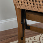 Linon Bennett Natural Folding Chair with Woven Rope Back and Linen Upholstered Seat Set of 2