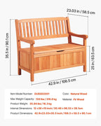Cedar 2-Person Outdoor Storage Bench, 33 Gal Capacity Holds 705lbs Weatherproof Dustproof for Patio Garden