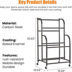 Basketball Rack with Wheels - Space-Saving Vertical Ball Storage for Basketball, Football, Soccer, Rolling Ball Rack for Garage & Outdoor, Heavy-Duty Ball Holder Organizer