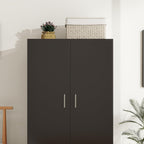 Panana 2 Door Wood Wardrobe Cabinet Closet with Hanging Rail and 2 Shelves, Bedroom Armoire for Storage (Black)