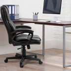 Furmax Office Executive Chair High Back Adjustable Managerial Home Desk Chair, Swivel Computer PU Leather Chair with Lumbar Support (1, Black)