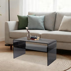Acrylic Side Table 2-Tier - Modern Rectangular Open Storage Coffee Table, Clear Rectangle Side Table Furniture for Home Office Reception and Bedroom