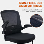 CLATINA Office Guest Chair no Wheels with Lumbar Support and Flip-up Armrest Mid Back Mesh Space Air Grid Series Sled Base for Reception Conference Room Black Set of 8