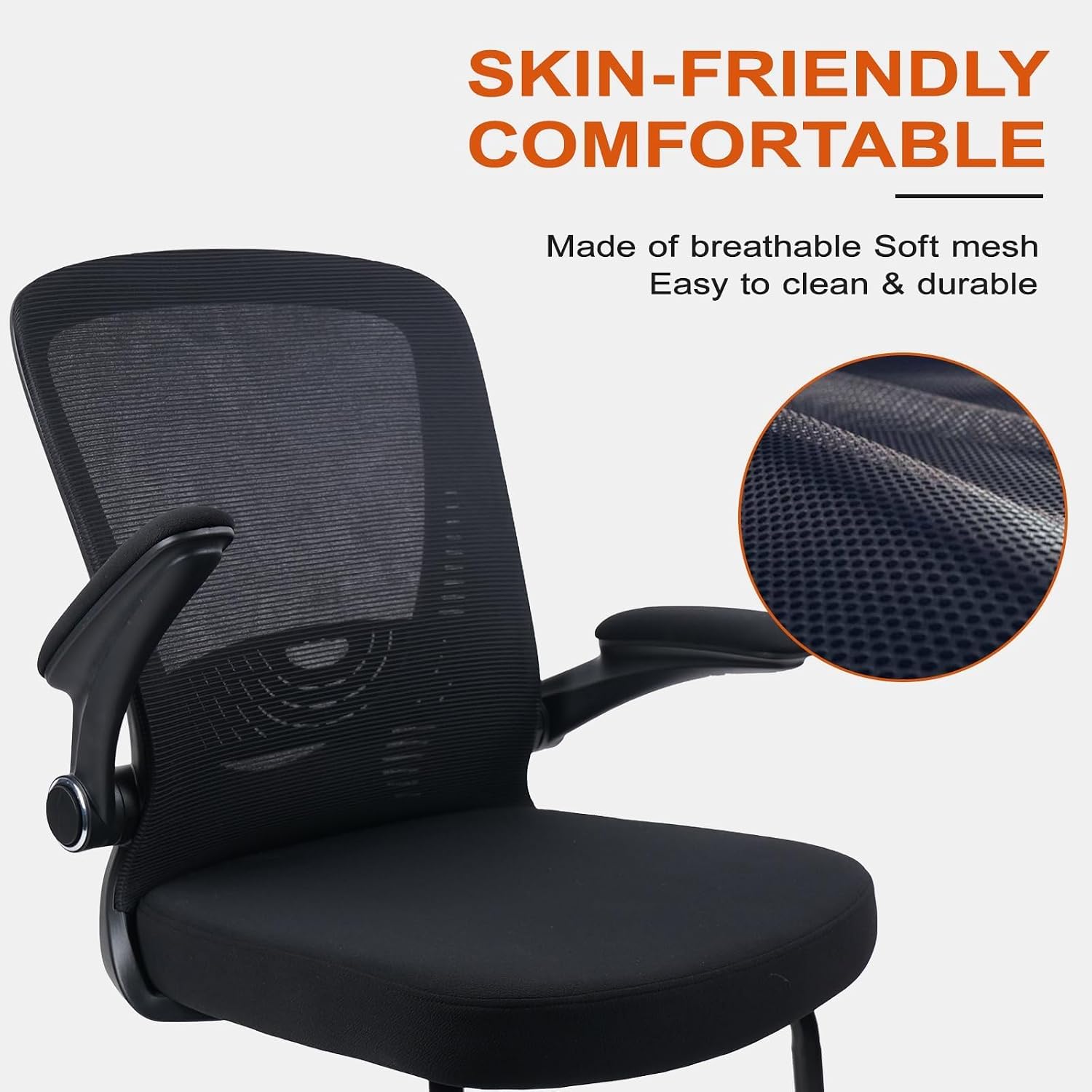 CLATINA Office Guest Chair no Wheels with Lumbar Support and Flip-up Armrest Mid Back Mesh Space Air Grid Series Sled Base for Reception Conference Room Black Set of 8